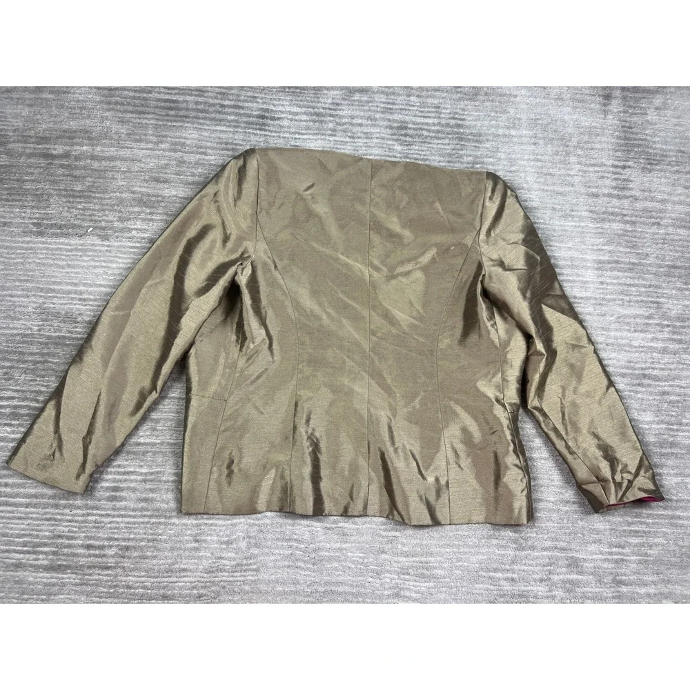 Russell Kemp Pant Suit Women 14 Gold Pink Metallic Formal Open Front Made in USA